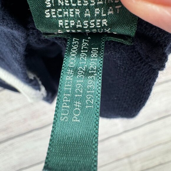 L-RL Lauren Active Full Zip Knit Hoodie Sweater Women's Medium‎ Blue/White - Picture 10 of 14